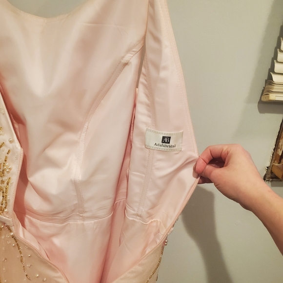 Ada's Bridal Pale Pink Babydoll Bridal Shower Dress with Beaded Details - Picture 3 of 8